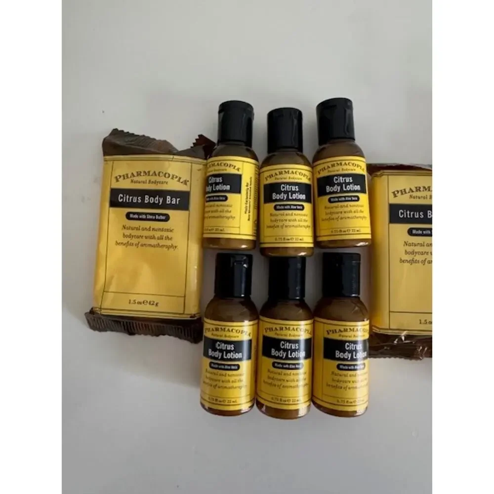 Pharmacopia Citrus Body Bar Soap Lotion Shampoo & Conditioner- Travel Size Lot